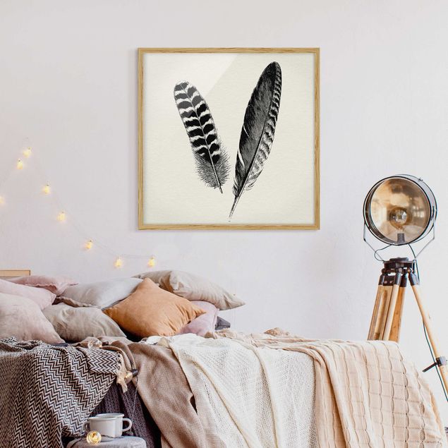 quadros decorativos para sala modernos Two Feathers - Drawing
