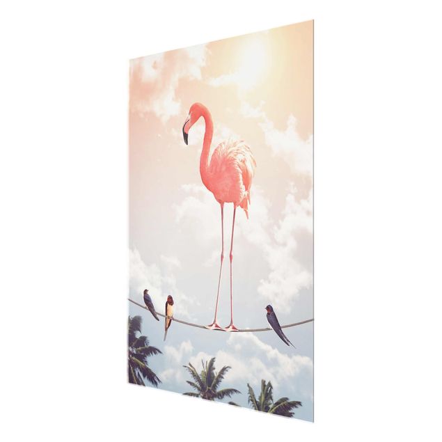 quadro com flores Sky With Flamingo