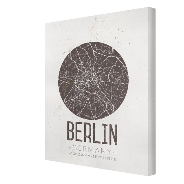Quadros preto e branco City Map Berlin - Retro