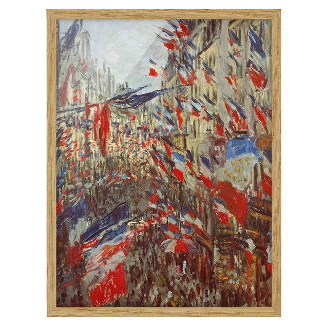 Quadros cidades Claude Monet - The Rue Montorgueil with Flags