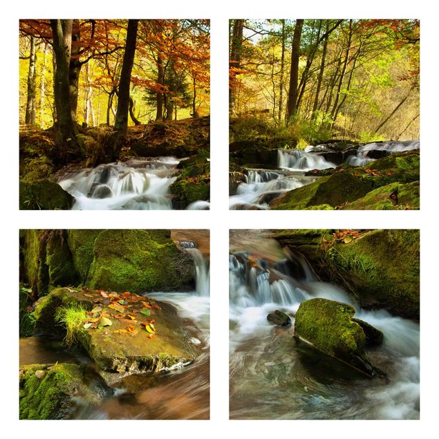 Telas decorativas imitação pedra Waterfall Autumnal Forest