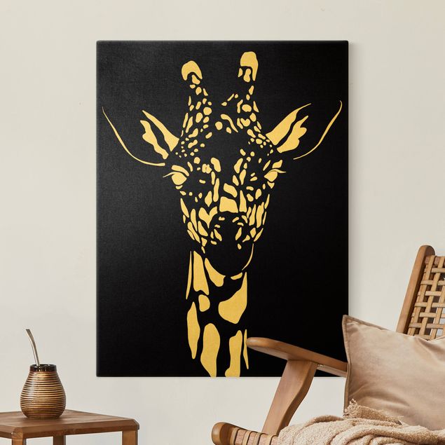decoraçao para parede de cozinha Safari Animals - Portrait Giraffe Black