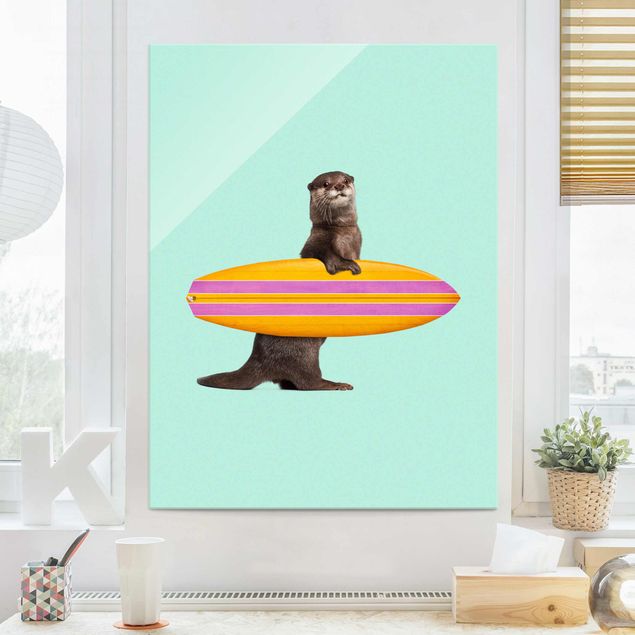 quadros para parede Otter With Surfboard