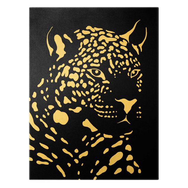 Telas decorativas Safari Animals - Portrait Leopard Black