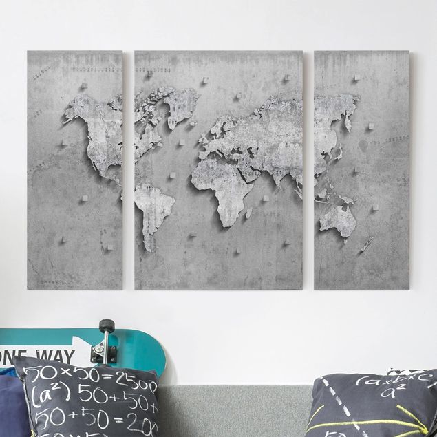 Telas decorativas imitação pedra Concrete World Map