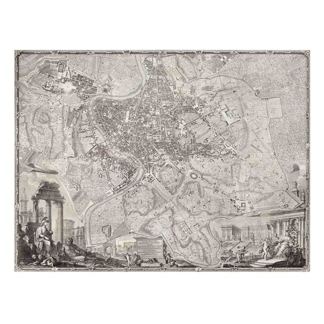 Quadros cidades Vintage Map Rome