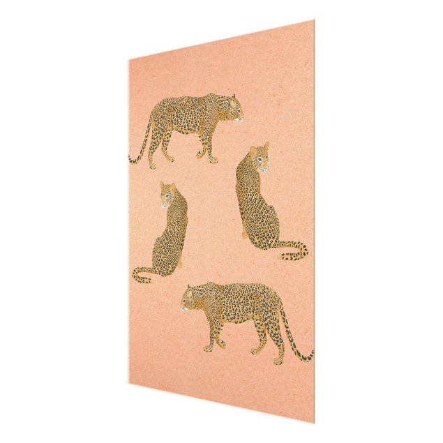 quadros decorativos para sala modernos Illustration Leopard Pink Painting