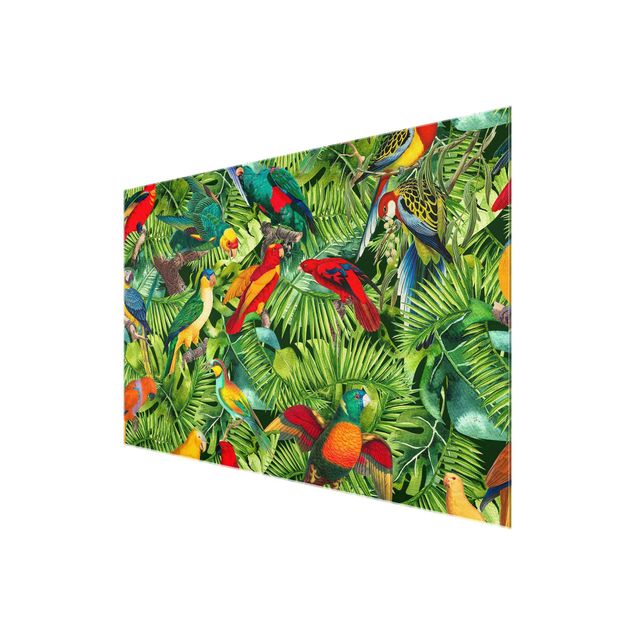 Quadros multicoloridos Colourful Collage - Parrots In The Jungle