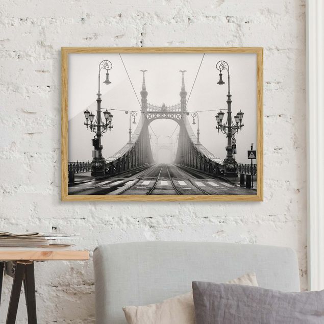 Quadros com moldura em preto e branco Bridge in Budapest