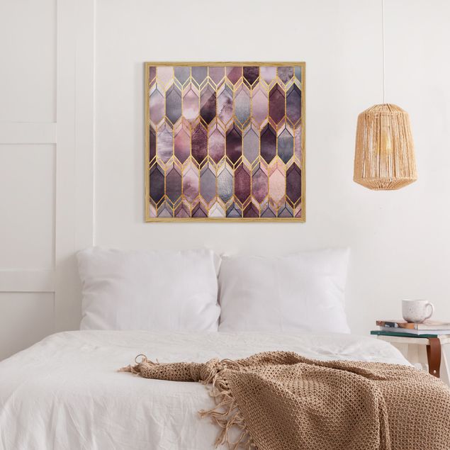Quadros famosos Stained Glass Geometric Rose Gold