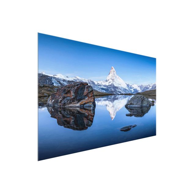 Quadros montanhas Stellisee Lake In Front Of The Matterhorn