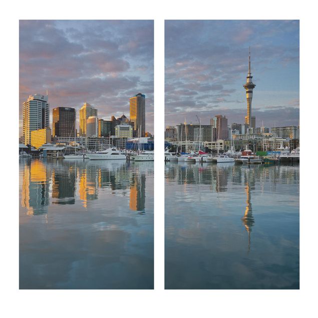 Telas decorativas cidades e paisagens urbanas Auckland Skyline Sunset