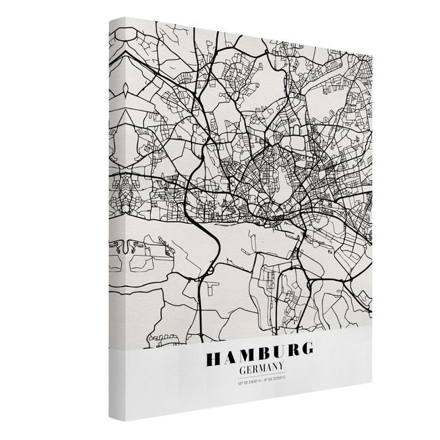 Telas decorativas frases Hamburg City Map - Classic