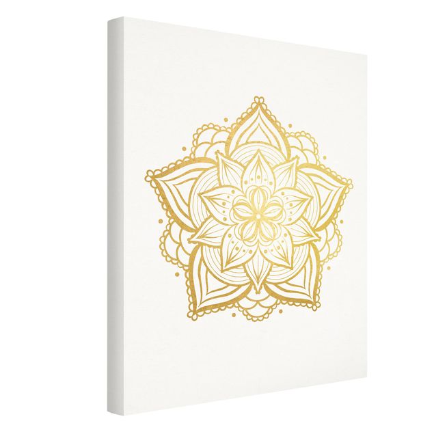mandala em quadro Mandala Flower Illustration White Gold