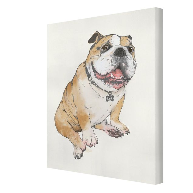 Quadros famosos Illustration Dog Bulldog Painting