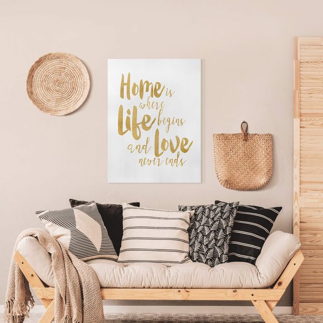 quadro família Home Is Where Life Begins Gold