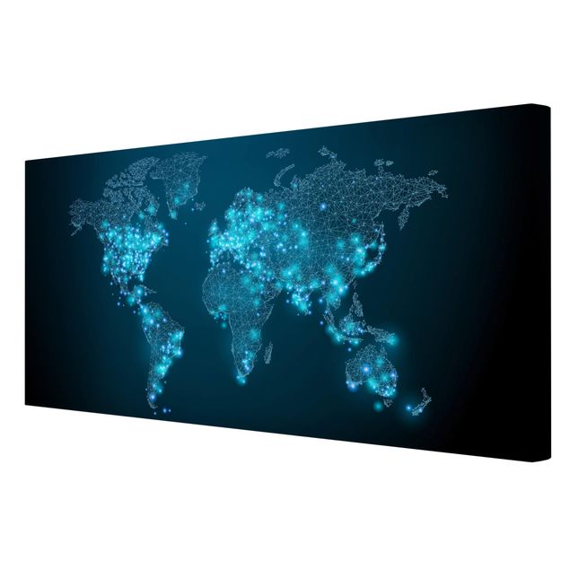 quadros para parede Connected World World Map