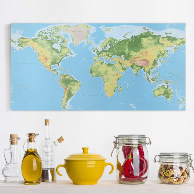 decoraçao cozinha Physical World Map