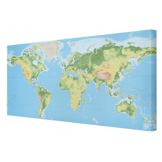 quadros para parede Physical World Map