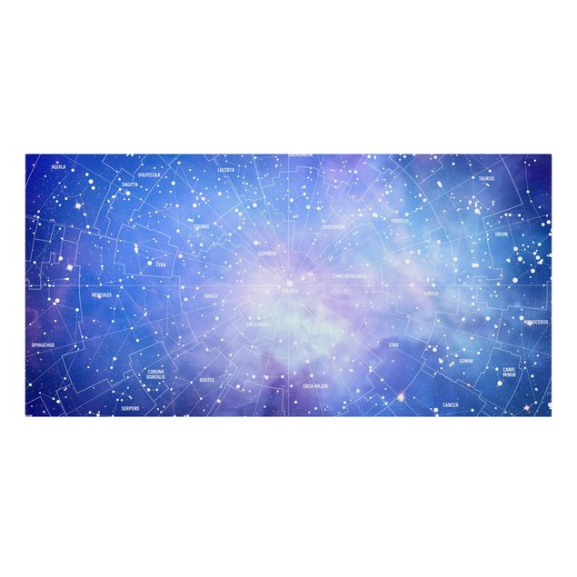 quadro em tons de azul Stelar Constellation Star Chart