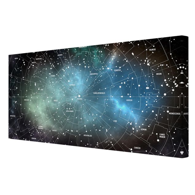 decoração quadros Stellar Constellation Map Galactic Nebula