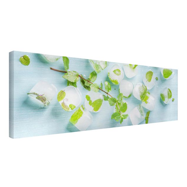 quadro com flores Ice Cubes With Mint Leaves