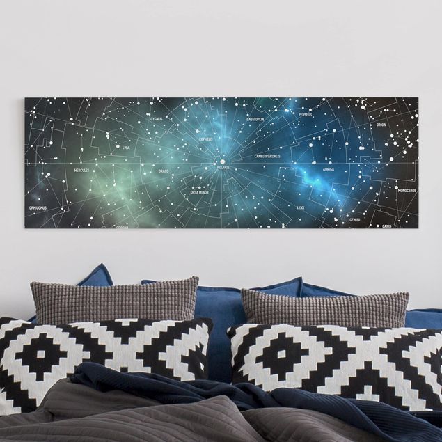 Telas decorativas cidades e paisagens urbanas Stellar Constellation Map Galactic Nebula