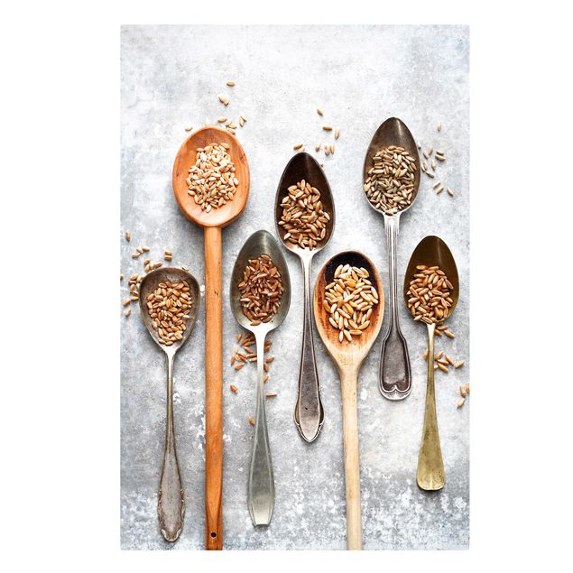 Telas decorativas temperos e ervas aromáticas Cereal Grains Spoon