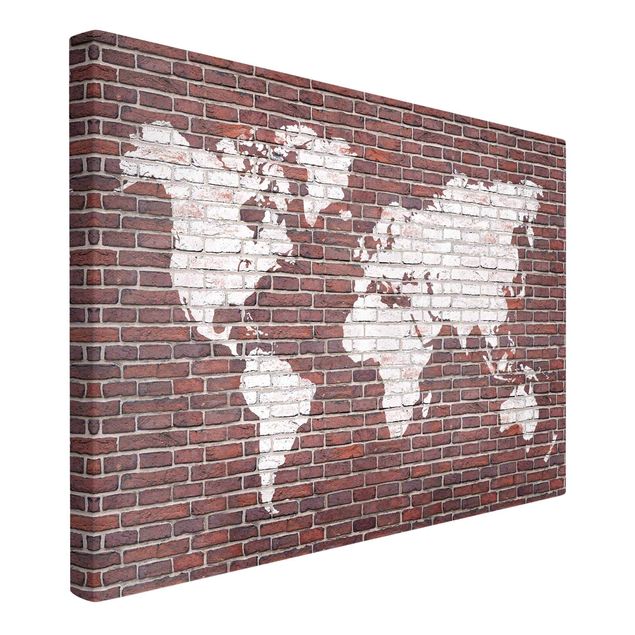 quadro em 3d Brick World Map