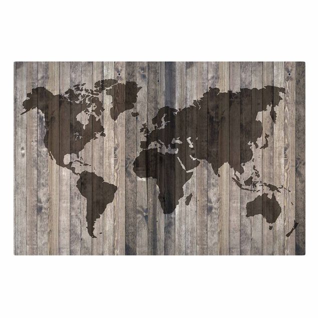 quadros para parede Wood World Map