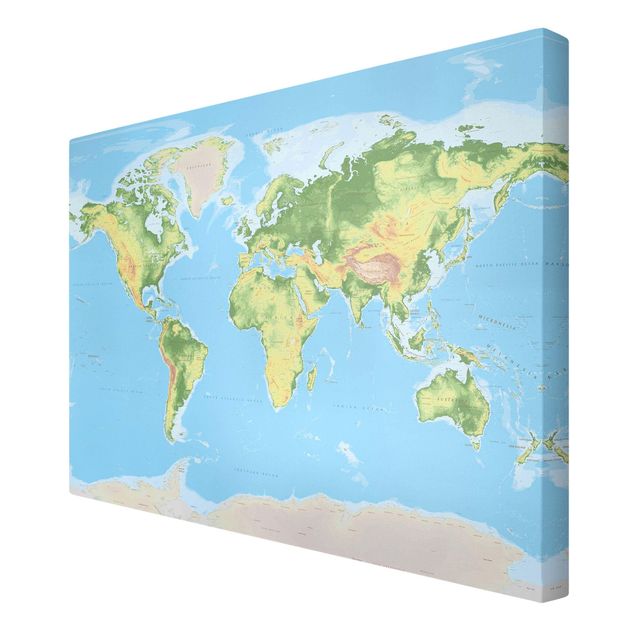 quadros para parede Physical World Map