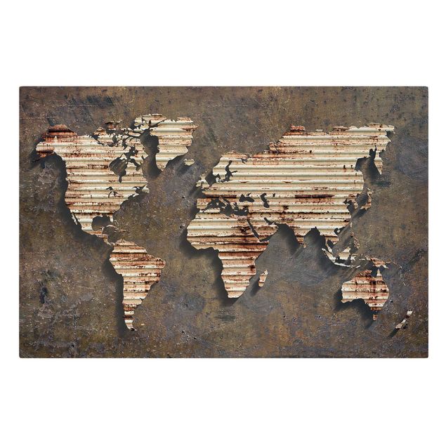 decoração quadros Rust World Map