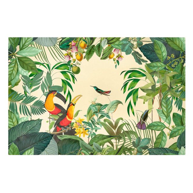 Quadros florais Vintage Collage - Birds In The Jungle