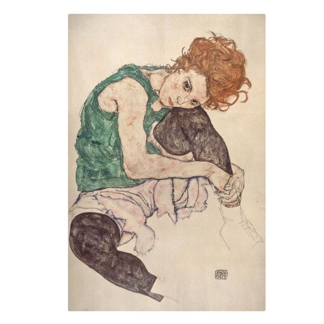 Quadros famosos Egon Schiele - Sitting Woman With A Knee Up