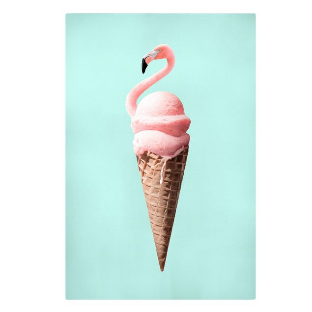 Telas decorativas animais Ice Cream Cone With Flamingo
