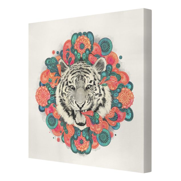 Telas decorativas padrões Illustration Tiger Drawing Mandala Paisley