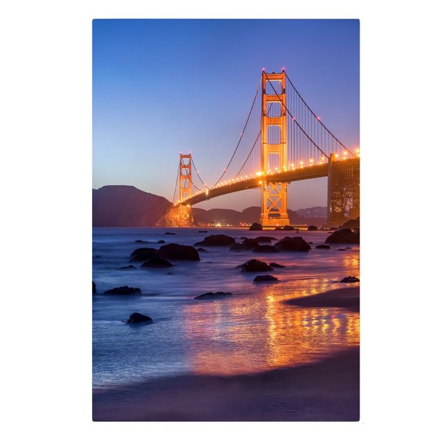 Quadros laranjas Golden Gate Bridge At Dusk