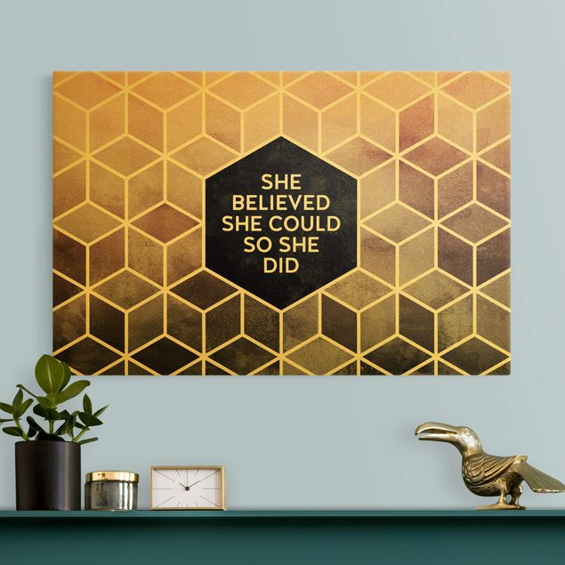 Telas decorativas padrões Golden Geometry - She Believed She Could