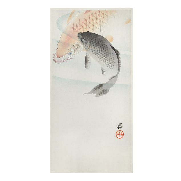 Telas decorativas animais Vintage Illustration Asian Fish L