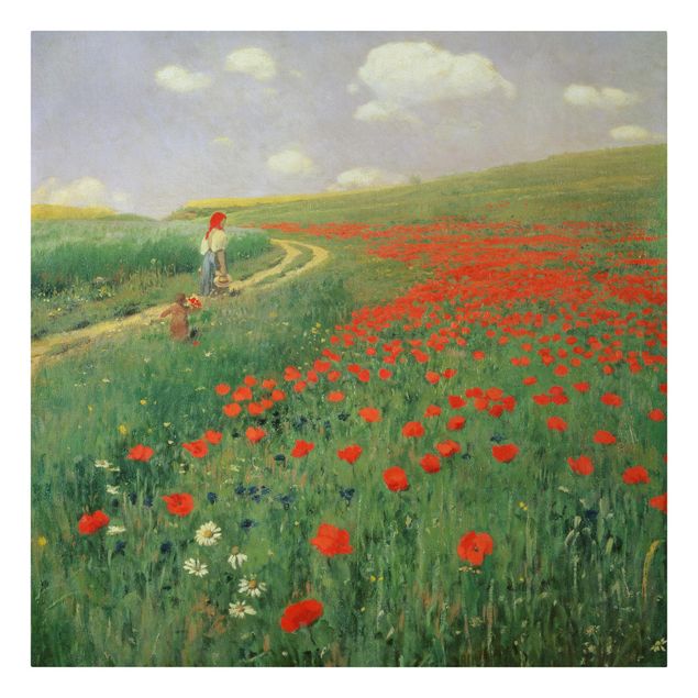Quadros paisagens Pál Szinyei-Merse - Summer Landscape With A Blossoming Poppy