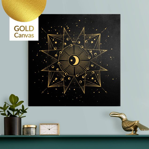 decoraçao para parede de cozinha Astrology Moon Magic Black