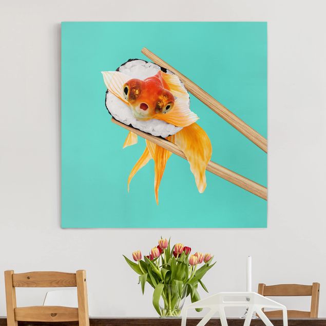 Telas decorativas peixes Sushi With Goldfish