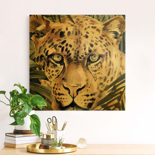 decoraçao para parede de cozinha Leopard In The Jungle