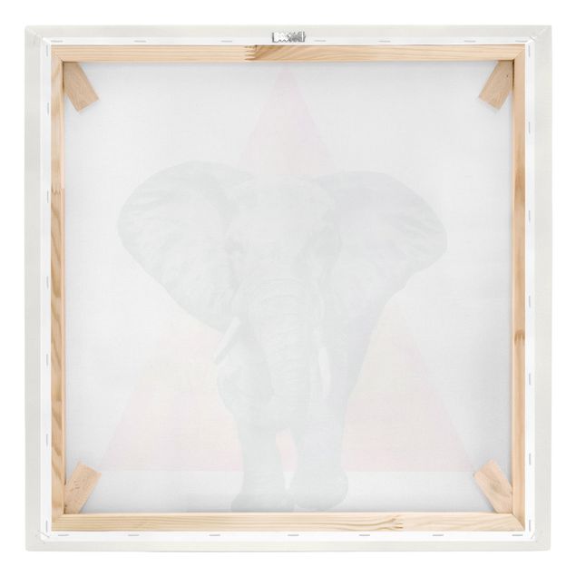 Telas decorativas animais Illustration Elephant Front Triangle Painting