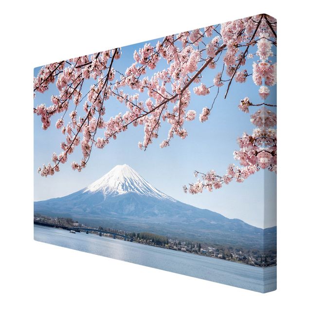 quadros de paisagens Cherry Blossoms With Mt. Fuji