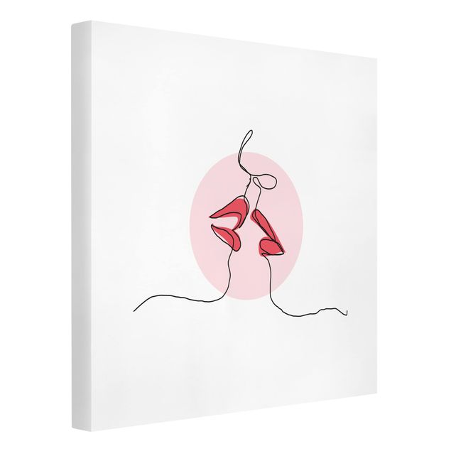 telas decorativas para sala de jantar Lips Kiss Line Art