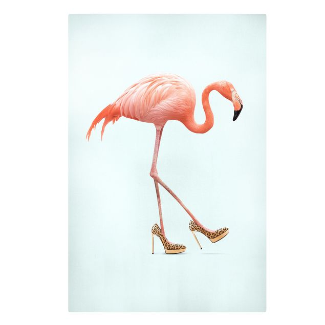 Telas decorativas animais Flamingo With High Heels