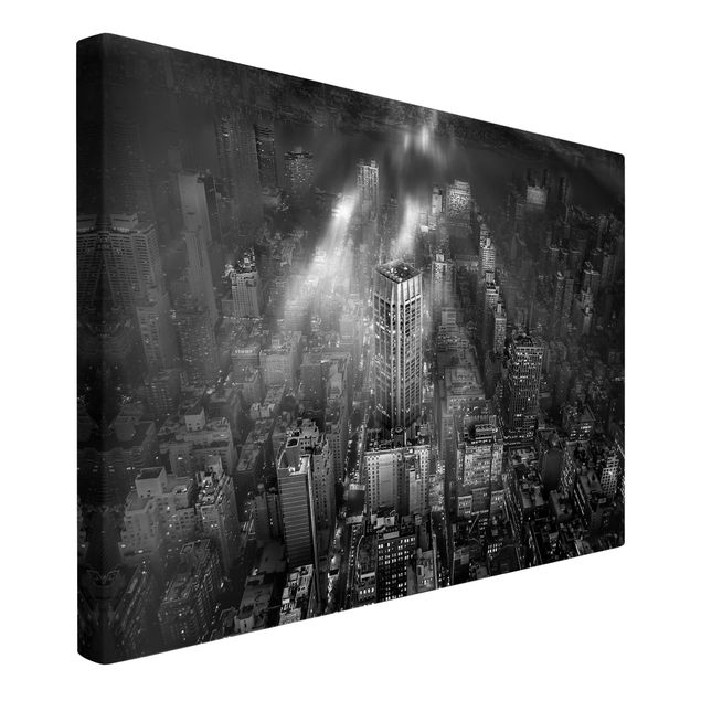 Telas decorativas em preto e branco Sunlight Over New York City