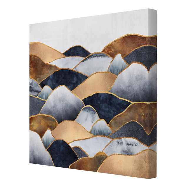 Telas decorativas réplicas de quadros famosos Golden Mountains Watercolour