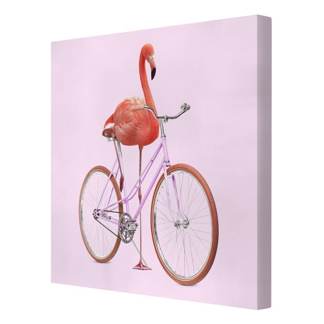 Quadros rosas Flamingo With Bicycle